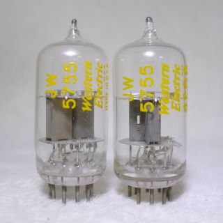 Matched Pair Western Electric Jw 5755 Clear Top Mil - Spec Tube Usa 1950 