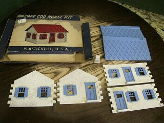 Vintage Plasticville Cape Cod House - Blue With Ob
