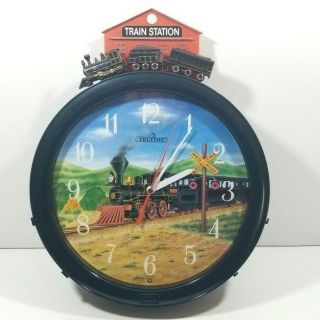 Hourly Action Train Clock Moving Railway Lights Motion & Sound Wall