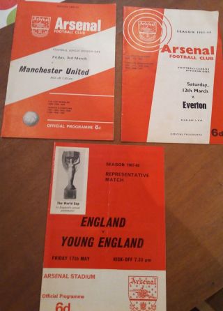 Vintage Arsenal Football Club Programmes From The 1960s X3