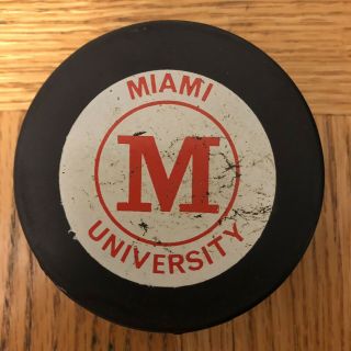 Miami University Ohio Redhawks Game Puck Circa 1990 Ncaa College Hockey