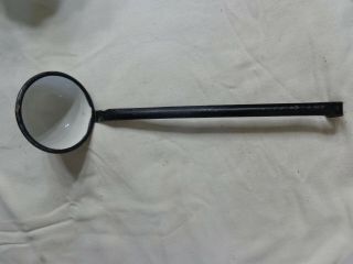 Vintage Large 13 " Round Metal Spoon/ladle/water Scoop White Enamel