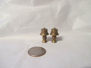 Antique Doll House Miniature Tiny Turned Brass Lamps