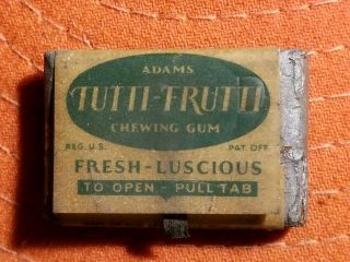 Vtg Adams 1 Cent Size Gum Pack Tutti Frutti W/ Contents