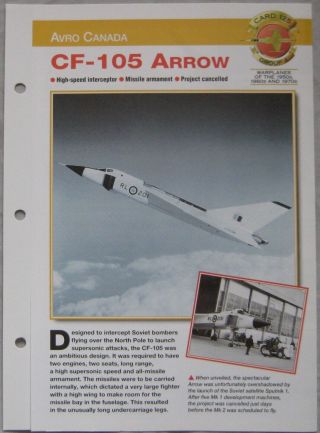 Aircraft Of The World Card 125,  Group 4 - Avro Canada Cf - 105 Arrow