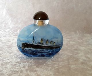 Glass Bottle With White Star Line Titanic Picture