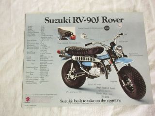 Vintage 1972 Suzuki Ts - 185j & Rv - 90j Color Dealer Handout