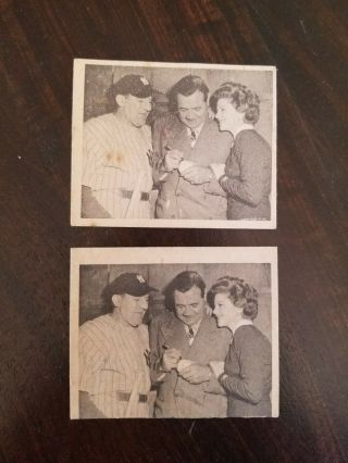 2 1948 Swell Gum Babe Ruth Story 28 Babe Ruth Signing Autograph Baseball Cards