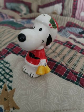 Vintage Peanuts Santa Snoopy Ceramic Christmas Ornament
