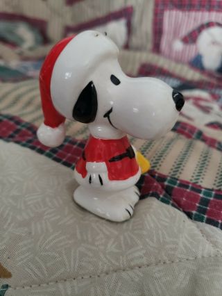 Vintage Peanuts Santa Snoopy Ceramic Christmas Ornament 3