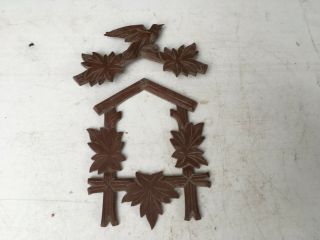 Vintage Small Brown Cuckoo Clock Front Panel And Crest / Repair Cc20