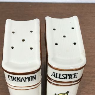 Vintage Ceramic Book Spice Jars Pair Cinnamon Allspice Japan 2