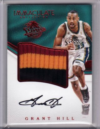 2016 - 17 Panini Immaculate Grant Hill Game Worn Jersey On Card Auto 12/25