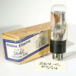 Very Strong Western Electric 264 - C Etched Base Audio Vacuum Tube - Tests 20/14