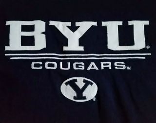 Byu Cougars Stitched Logo/lettering T - Shirt By Knights Apparel