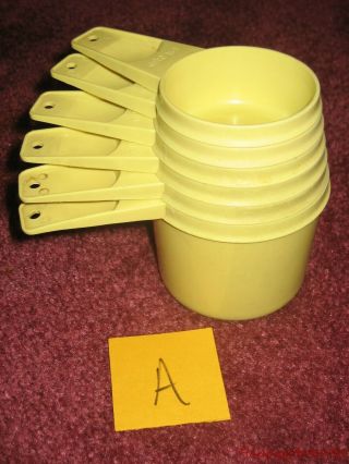 Vintage Tupperware Harvest Gold Measuring Cups Nesting Set 761 - 766 Set A