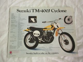 Vintage 1972 Suzuki Tm - 400j & Ts - 400j Color Dealer Handout