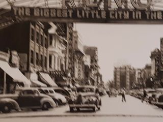 Vintage Real Photo Postcard RPPC Reno Nevada Arch Old Cars Street 2