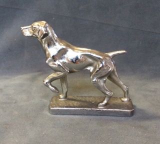 Vintage Louis Lejeune Pointer Dog Mascots Made In England Silver Hood Ornament