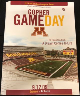 University Of Minnesota Gopher Football - Tcf Bank Stadium Inaugural Game Progra