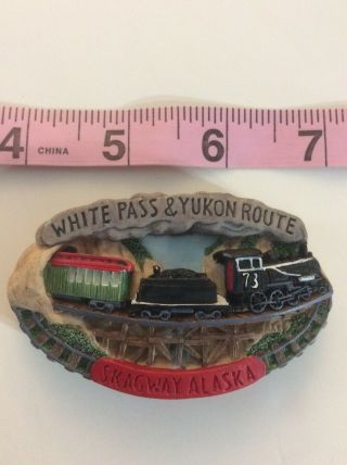 Vintage Resin Magnet White Pass Yukon Route Train Alaska Skagway 1997 3d