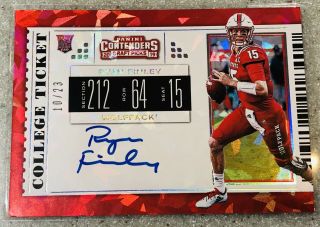 Ryan Finley 2019 Contenders Draft Rookie Ticket Cracked Ice Auto 10/23