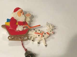 Vintage Christmas Pull String Pin Santa Claus Moving Arms Reindeer 2