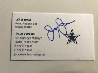 Jerry Jones Autograph Dallas Cowboys Owner General Manager Business Card Signed