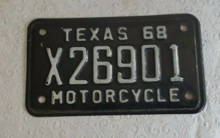 1968 Texas Motorcycle License Plate X 26901