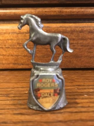 Vintage Pewter Thimble - Roy Rogers Dale Evans Horse - Souvenir Collectible