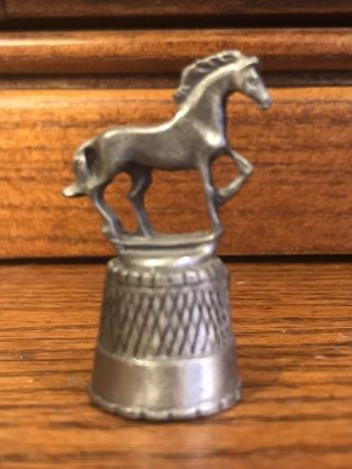 Vintage Pewter Thimble - Roy Rogers Dale Evans Horse - Souvenir Collectible 3