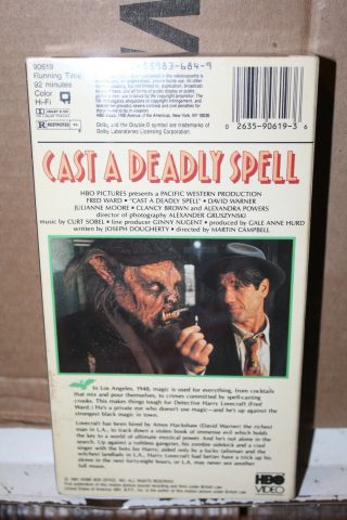 Vintage VHS 1991 Cast A Deadly Spell Sci - Fi Thriller Fred Ward Julianne Moore 2