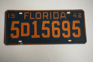 Vintage 1942 Florida License Plate 5d15695 A5