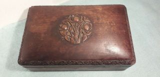 Vintage Wood Carved Art Deco Style Treen Box