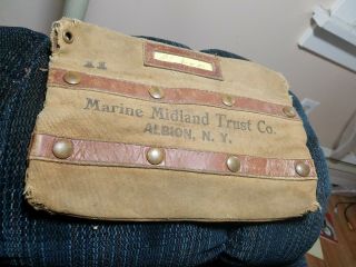 Vintage Money Bag - Marine Midland Trust Co.  Bank - Albion Ny 10x7 Inches
