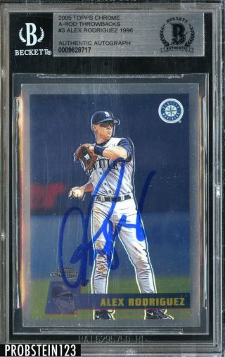 2005 Topps Chrome 3 Alex Rodriguez Seattle Mariners Signed Auto Bgs Bas