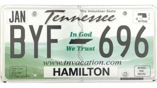 99 Cent Recent Tennessee In God We Trust License Plate Byf - 696 Nr
