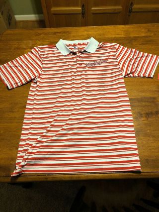 Medium Mlb Authentics Washington Nationals Stripe Polo 100 Polyester