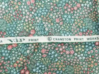 Vintage Green Calico Floral Quilting Fabric VIP Cranston 21 x 108 2