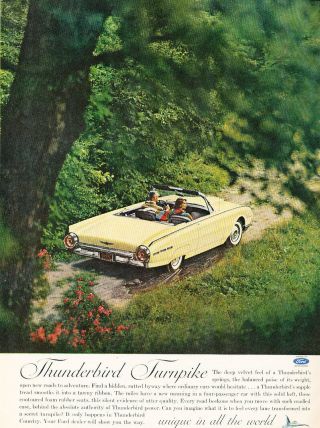 1962 Ford Thunderbird Convertible - Vintage Advertisement Car Print Ad J469