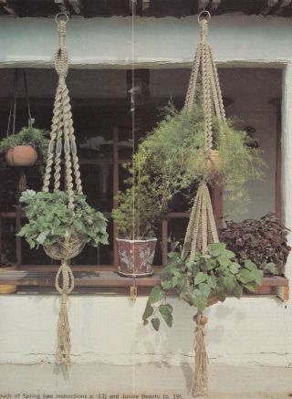 Macra - Hangings vintage 1975 macrame pattern book plant hangers,  wall decor 3