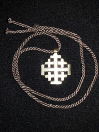 Vintage Terra Sancta Guild Brass Cross Pendant 1969 Israel