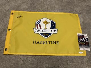 Dustin Johnson Signed 2016 Ryder Cup Flag Hazeltine Usa Wins Us Open Jsa