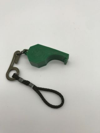 Vintage Girl Scout Green Plastic Whistle With Lanyard