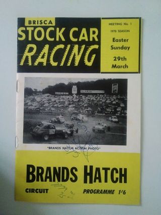 Vintage Stock Car Racing Brands Hatch 29 March 1970 Autographed Winner G Ansell