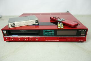 Red Sony Betamax Sl - 20 Vcr Beta Tape Player Video Cassette Recorder Remote Box