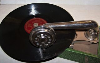 Green Thorens Excelda Pocket Phonograph Gramophone -