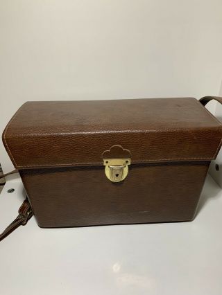 Vintage Retro Brown Faux Leather Hard Case Camera Bag