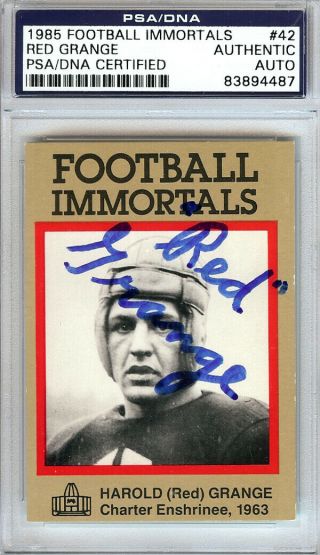 Red Grange Autographed Signed 1985 Football Immortals Card Bears Psa 83894487