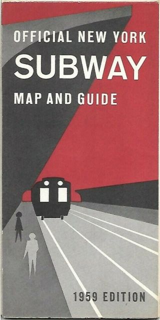 Official 1959 York City Subway Map & Guide Manhattan Brooklyn Bronx Queens